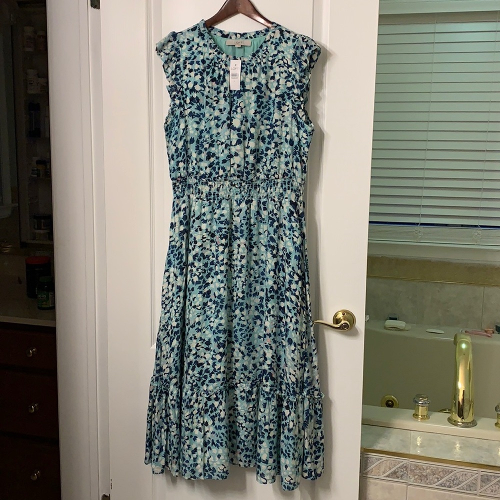 LOFT Floral Light Blue Flowy Dress
